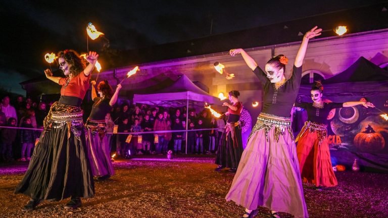 Spectacle de déambulation Maleficia dans les rues de Chalon - Compagnie Luminescence